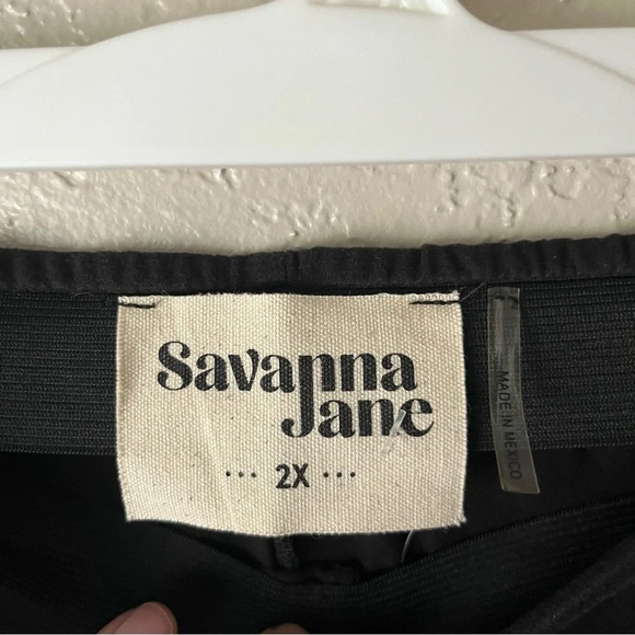 Savanna Jane Pants Women’s 2X Black Flare Leg High Rise Jersey Knit Stretch Boho - Picture 6 of 6